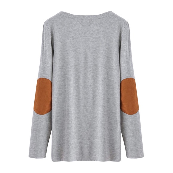 Elbow Patch Super Soft Long Sleeve Drapey Tee Grey - Picture 5 of 8